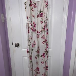 Dynamite Pink and White Floral Jumpsuit